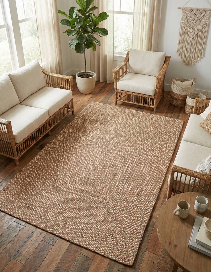 Detail image of 5' 1 x 8' Handmade Tweed Braided Jute Rug