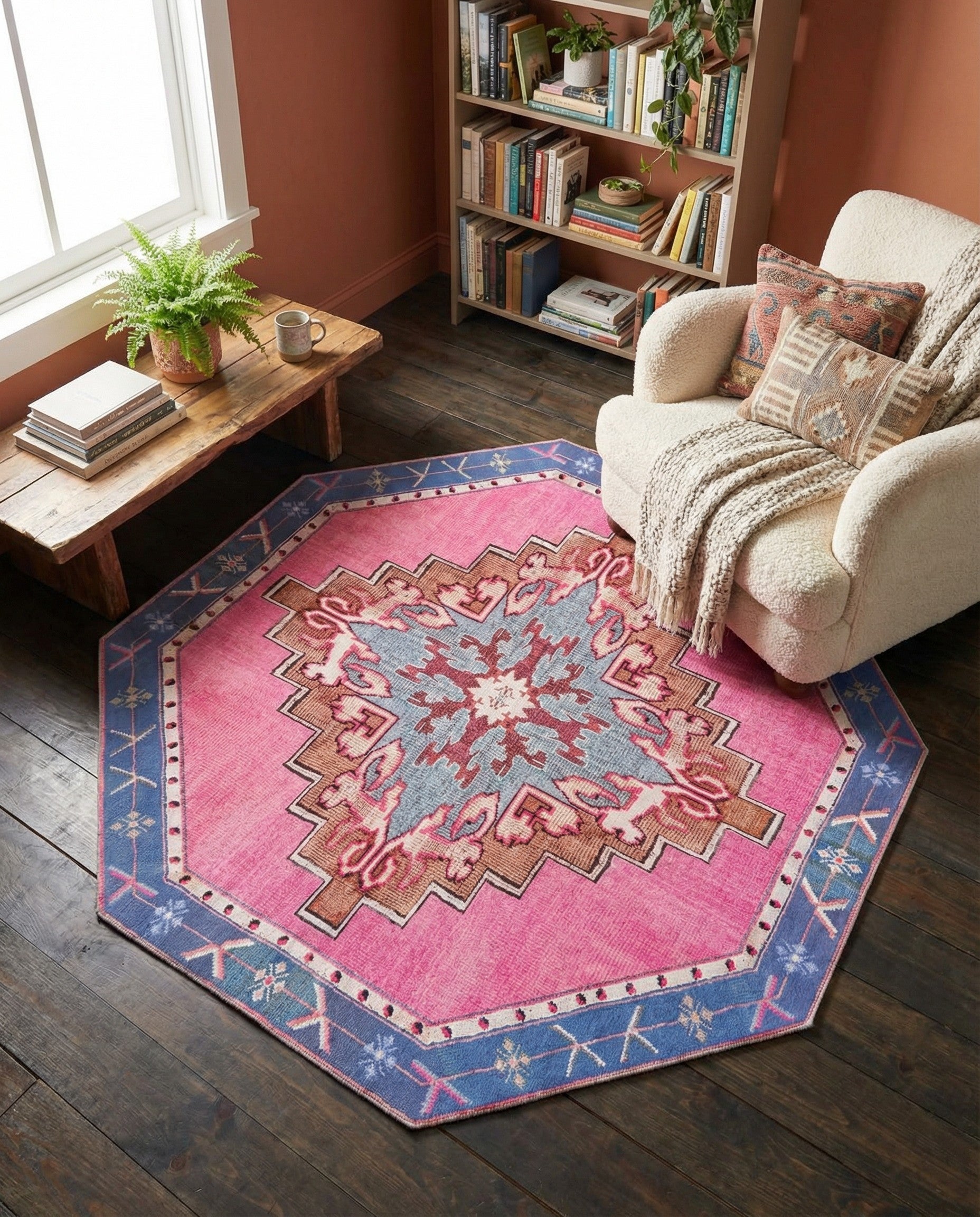 7' 6 x 7' 6 Washable Timeless Octagon Rug