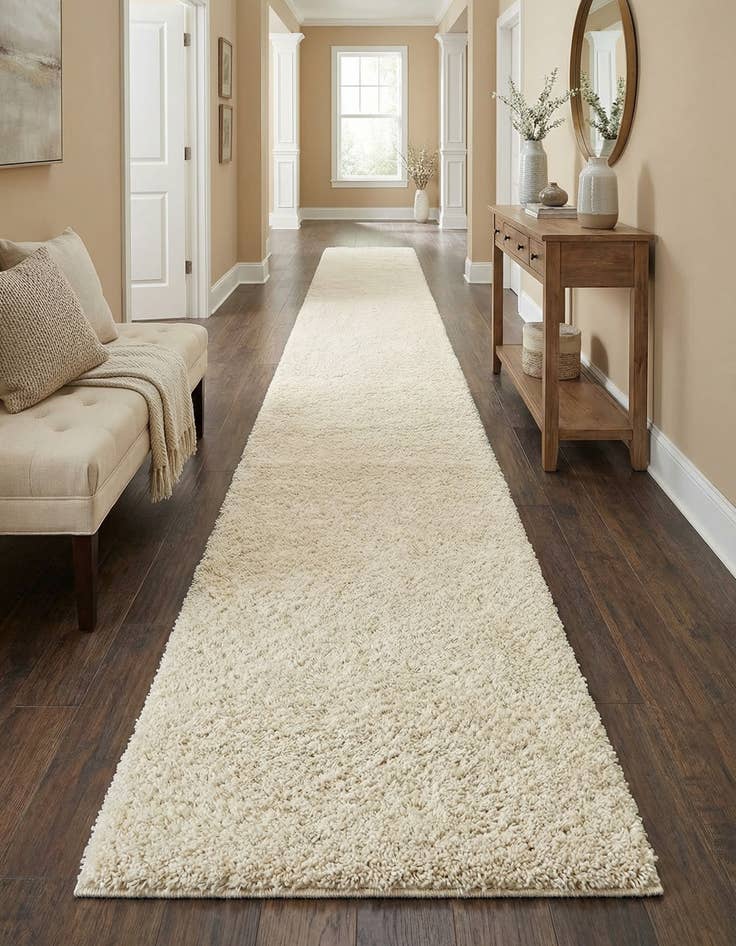 Detail image of 2' 7 x 13' Solid Shag Runner Rug