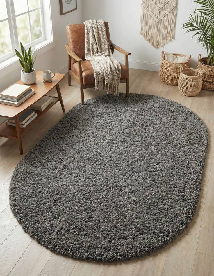 Detail image of 4' x 6' Solid Shag Oval Rug