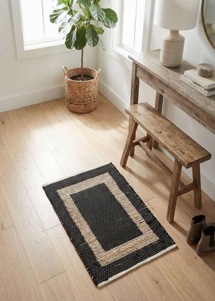 2' x 3' 1 Hand Woven Chindi Jute Rug