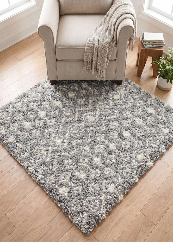 4' x 4' Moroccan Trellis Shag Square Rug