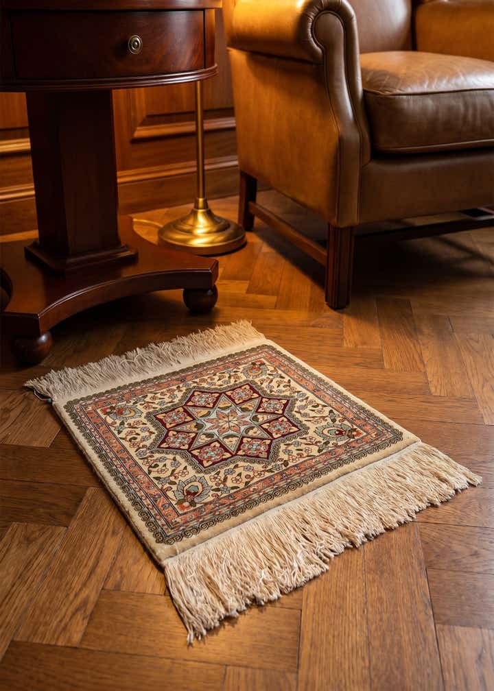 1' 5 x 1' 6 Hereke Silk Square Rug