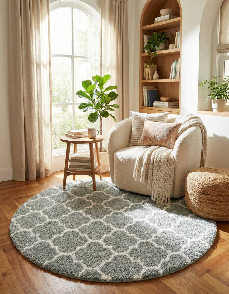 Detail image of 7' 10 x 7' 10 Moroccan Shag Round Rug