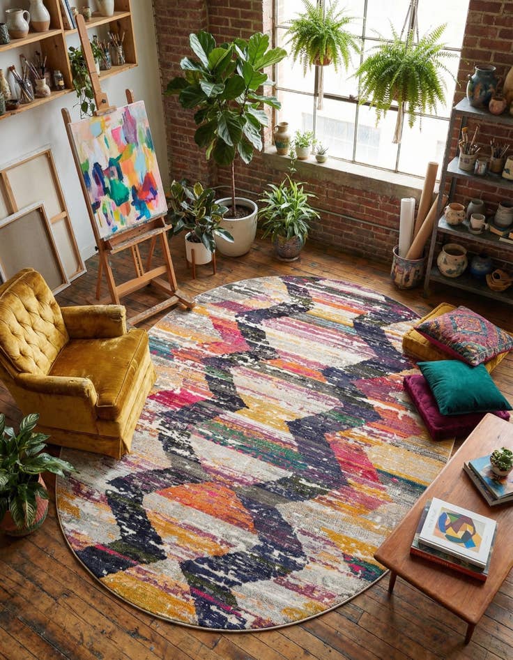 Detail image of 7' 10 x 10' Washable Vivid Oval Rug