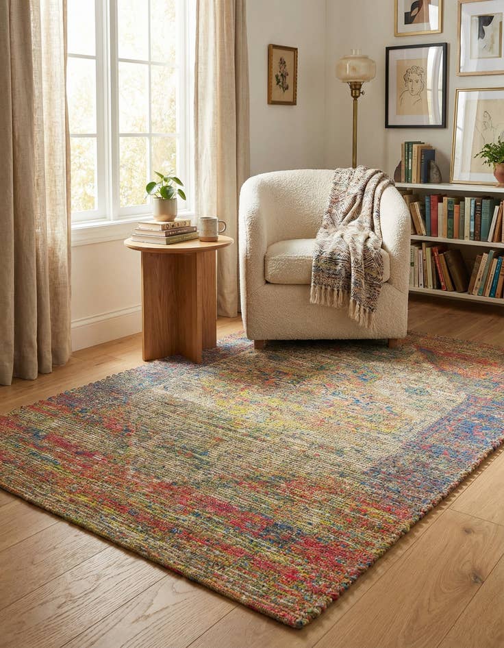 Detail image of 4' 1 x 6' 1 Hand Woven Chenille Jute Rug