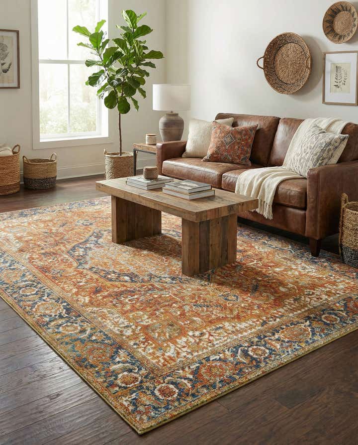 5' 3 x 8' Easy-Clean Traditional Indoor / Outdoor Rug