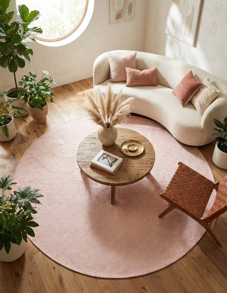 Detail image of 10' x 10' Hand Woven Geo Trellis Flatweave Round Rug