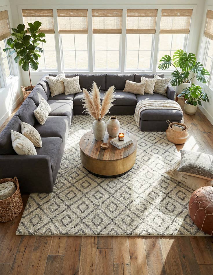 Detail image of 10' 8 x 14' Trellis Shag Rug