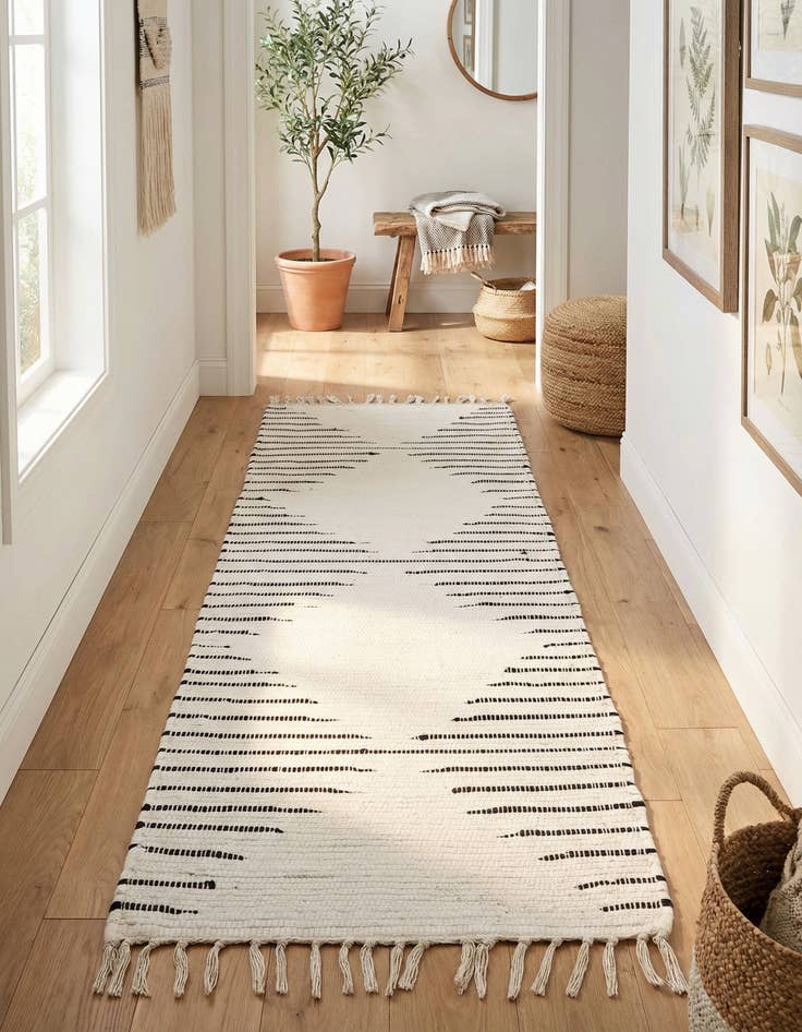 Detail image of 2' 2 x 6' 1 Hand Woven Chindi Cotton Runner Rug