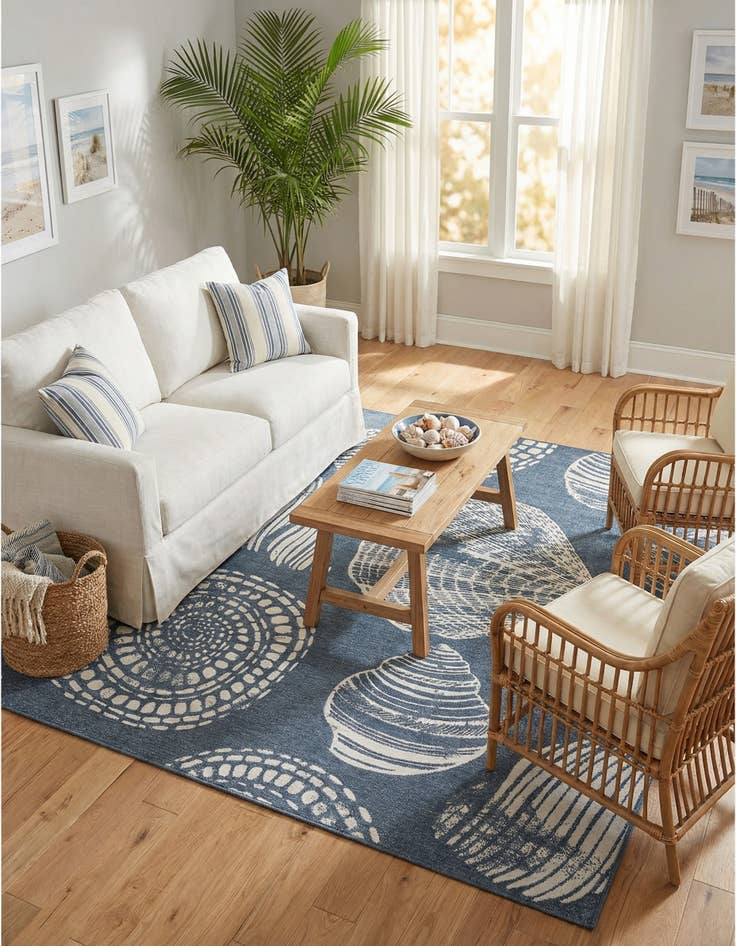 Detail image of 7' 10 x 10'  Washable Coastal Indoor / Outdoor Rug