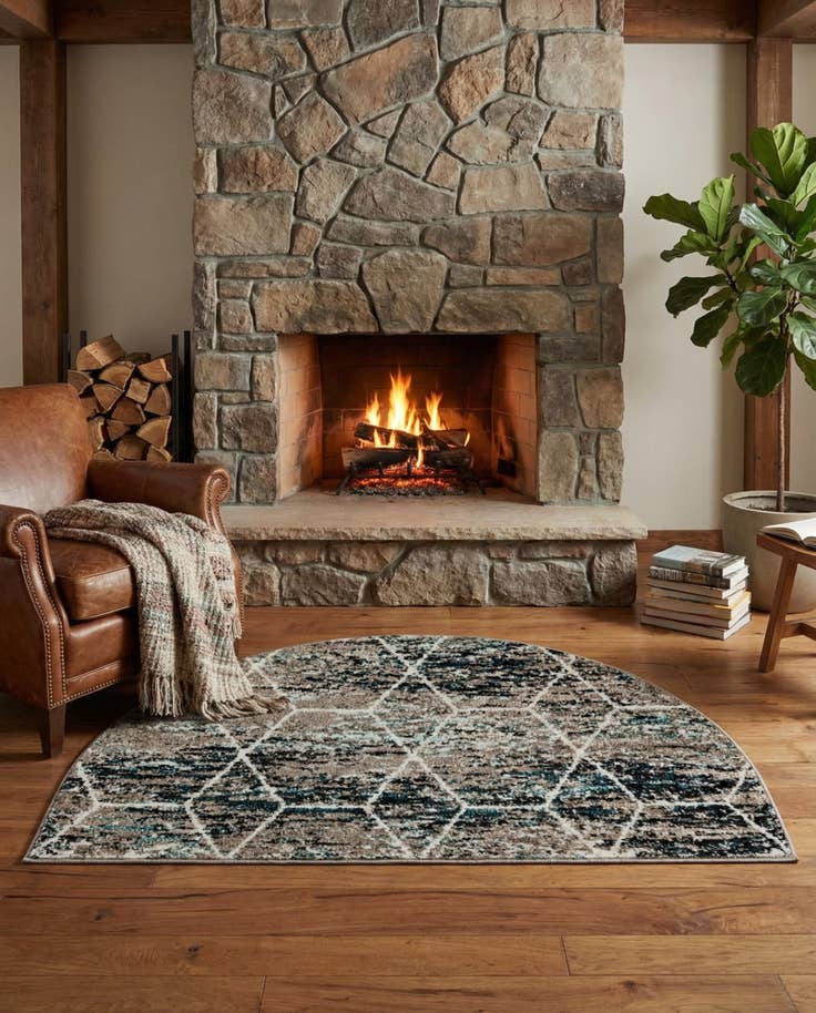 Detail image of 2' 7 x 4' Lattice Frieze Hearth Rug