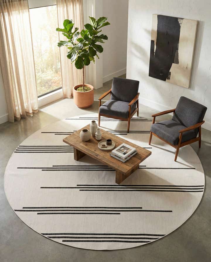13' x 13' Easy-Clean Modern Indoor / Outdoor Round Rug