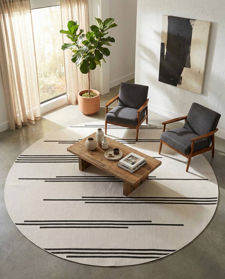 Detail image of 13' x 13' Easy-Clean Modern Indoor / Outdoor Round Rug