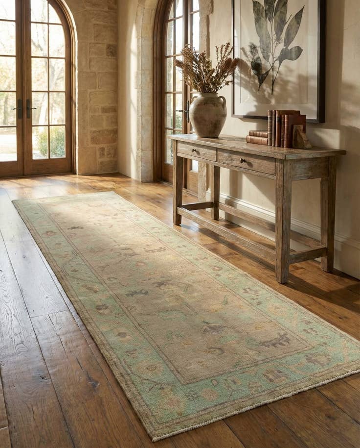 Detail image of 2' 7 x 9' 8 Hand Knotted Oushak Wool Runner Rug