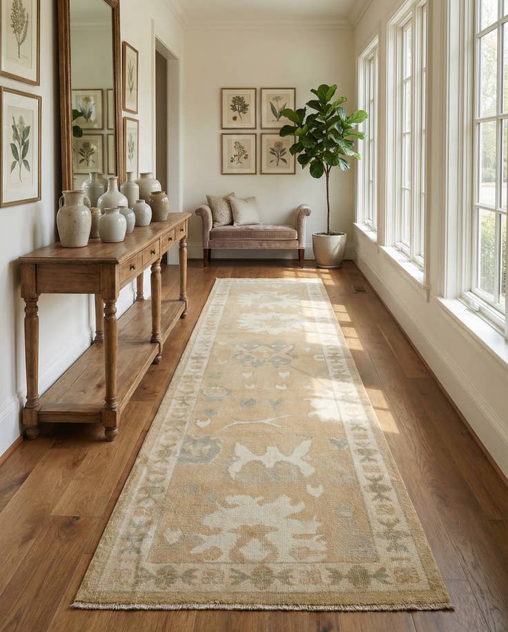 Detail image of 2' 8 x 10' Hand Knotted Oushak Wool Runner Rug