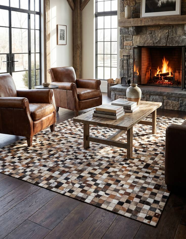 Detail image of 5' 1 x 8' Cowhide Leather Rug