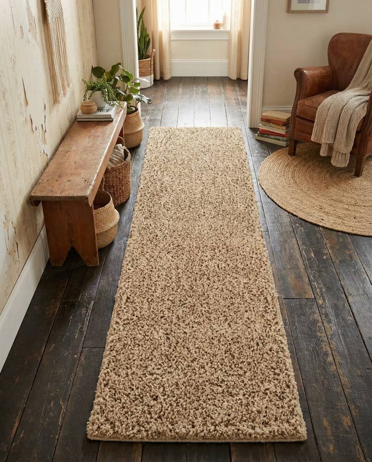 Detail image of 2' x 6' 9 Soft Solid Shag Runner Rug