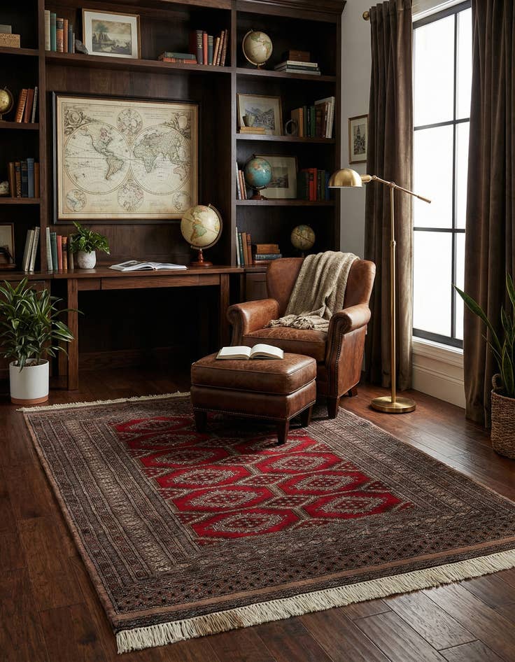 Detail image of 4' 1 x 6' 3 Hand Knotted Bokhara Oriental Wool Rug