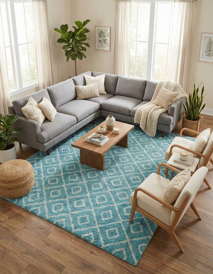 Detail image of 10' 8 x 14' Trellis Shag Rug