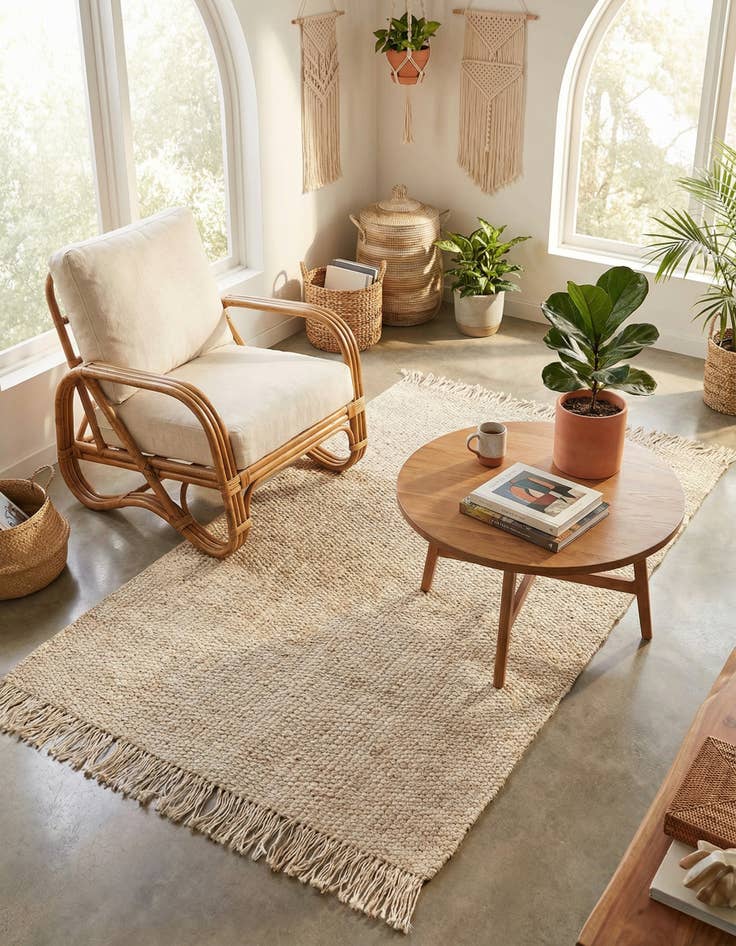 Detail image of 5' 1 x 8' Hand Woven Chunky Jute Rug