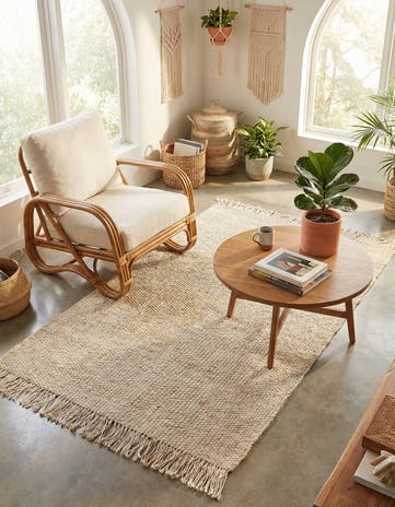 5' 1 x 8' Hand Woven Chunky Jute Rug