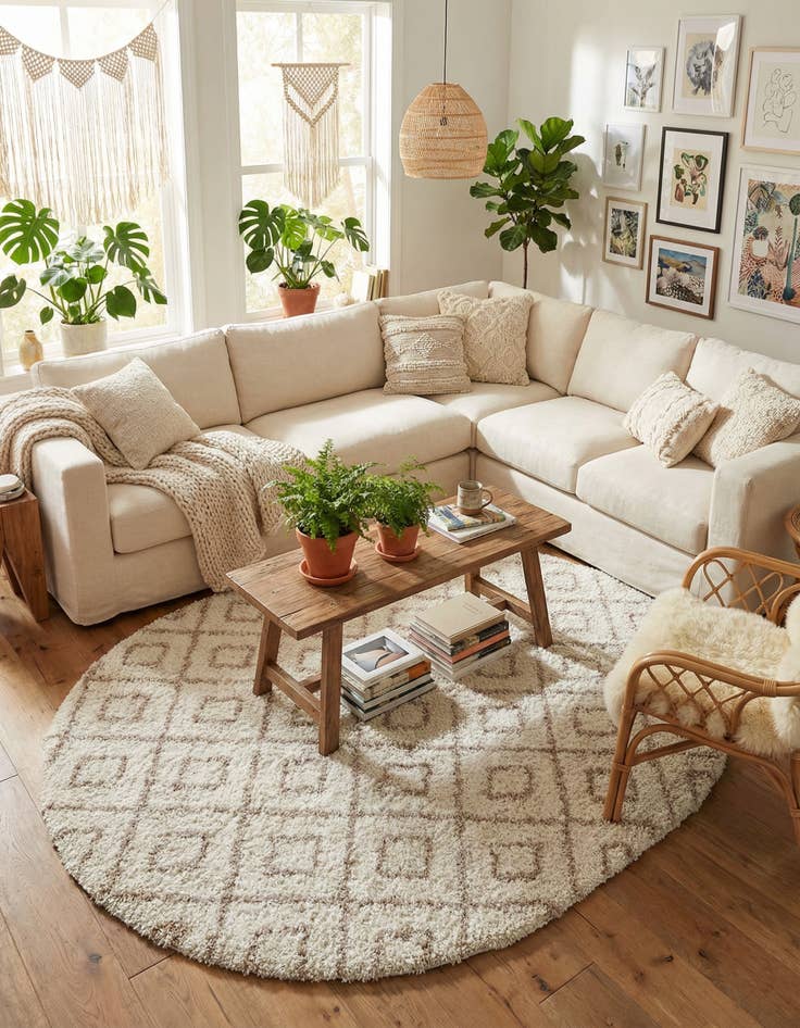 Detail image of 7' 10 x 10' Lattice Shag Oval Rug