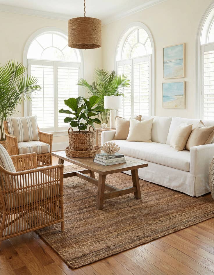 Detail image of 6' 1 x 9' Hand Woven Palm Beach Jute Rug