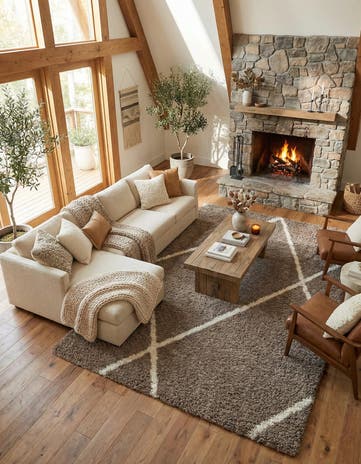Khaki Infinity Shag Rug