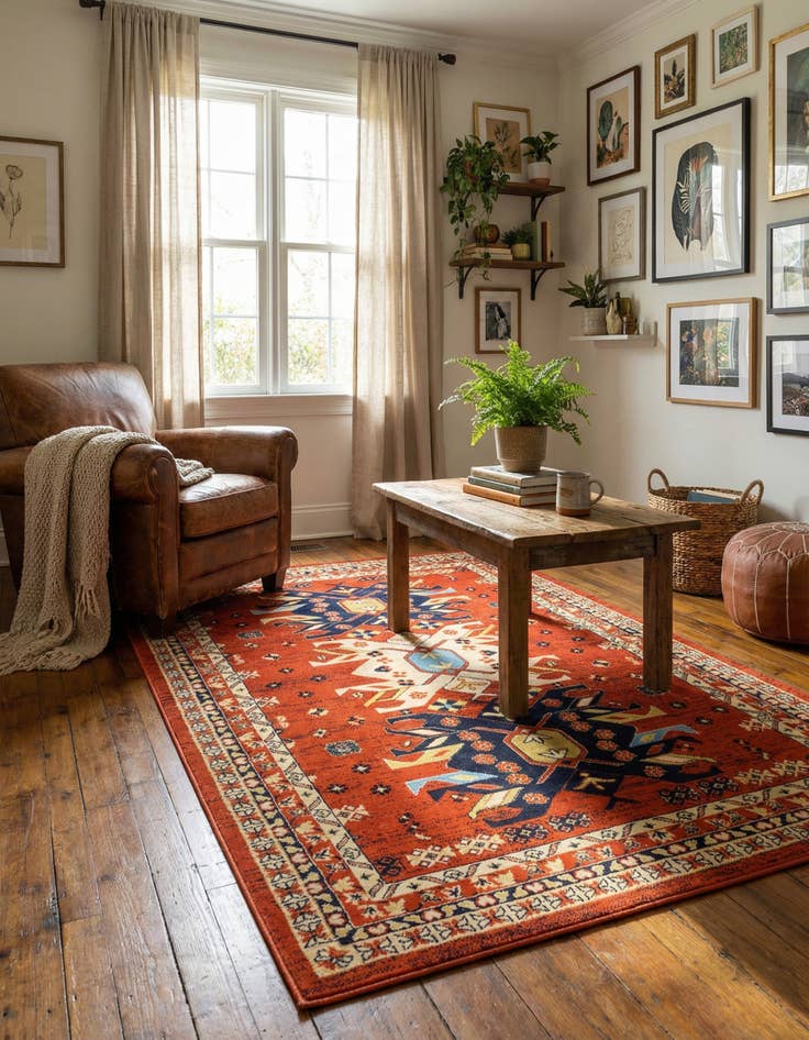 Detail image of 5' 3 x 8' Heriz Design Rug