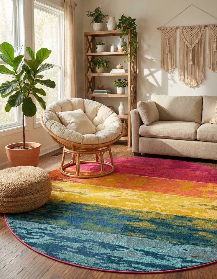 Detail image of 8' x 8' Washable Hyacinth Round Rug