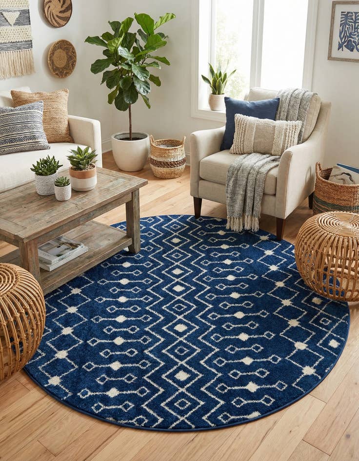 Detail image of 6' x 6' Moroccan Trellis Round Rug