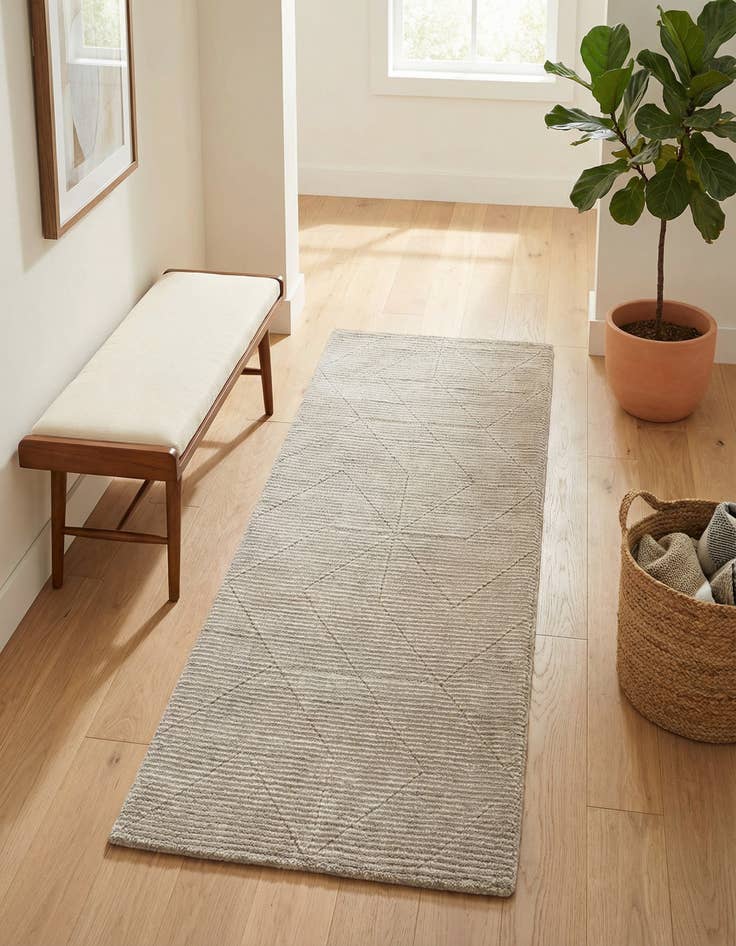 Detail image of  2' x 5' 1 WoolCraft Geometric Runner Rug