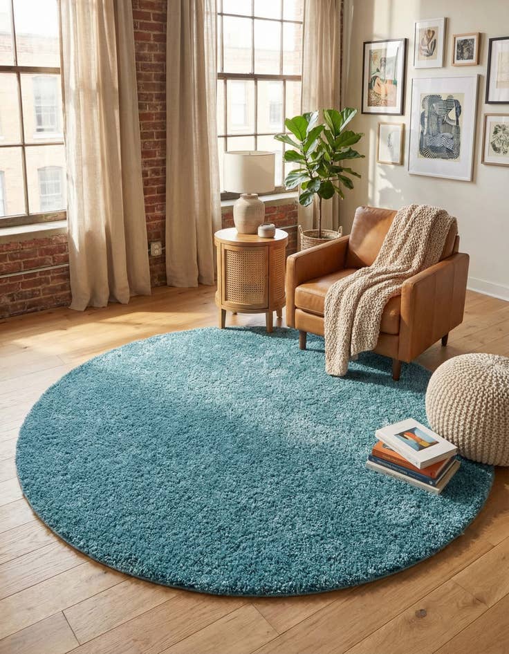 Detail image of  8' x 8' Soft Solid Shag Round Rug