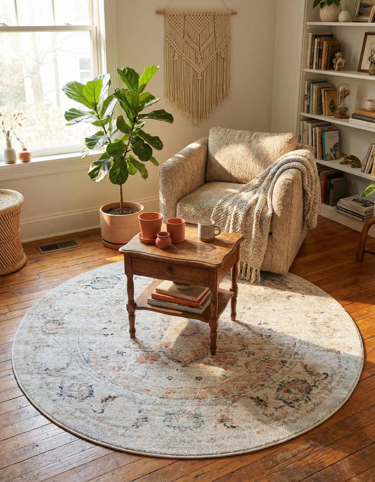 Detail image of 5' 3 x 5' 3 Madeline Vintage Round Rug