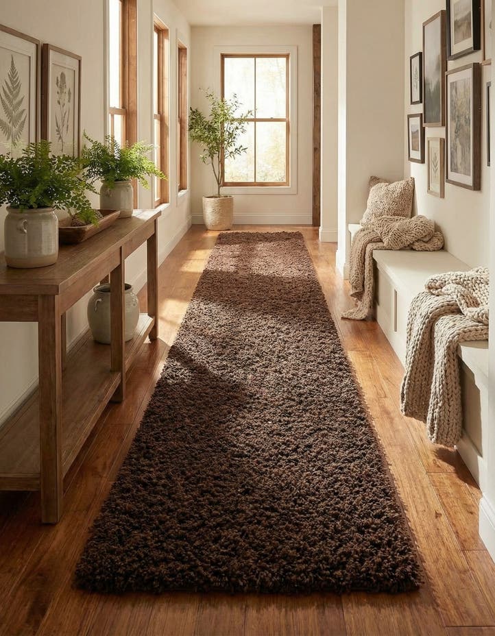 2' 7 x 16' 5 Solid Shag Runner Rug