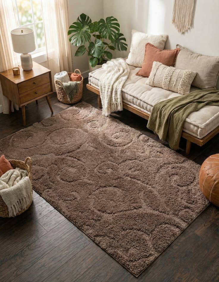 Detail image of 4' x 6' Floral Shag Rug