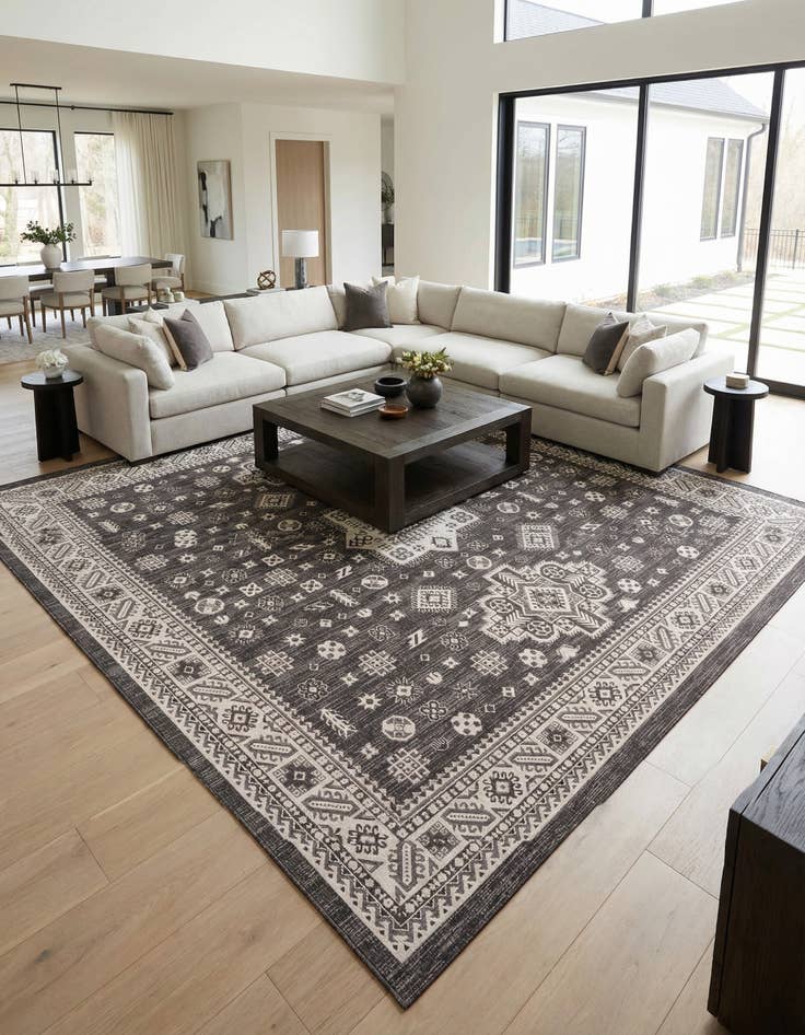 Detail image of 13' x 13' Washable Aztec Indoor / Outdoor Square Rug