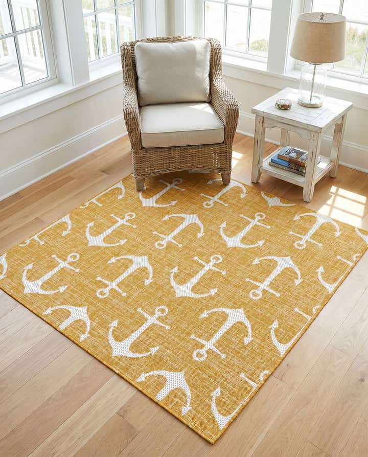 5' 3 x 5' 3 Easy-Clean Coastal Indoor / Outdoor Square Rug