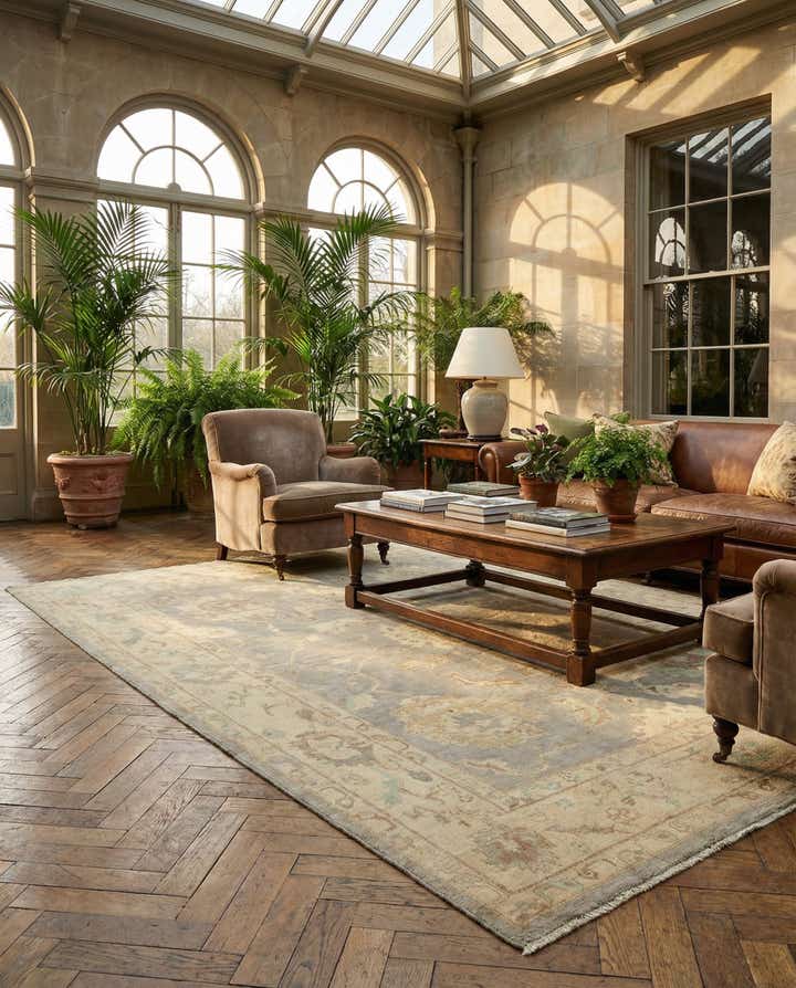 9' x 11' 10 Hand Knotted Oushak Wool Rug