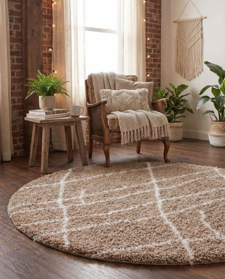 5' 3 x 5' 3 Soft Touch Shag Round Rug