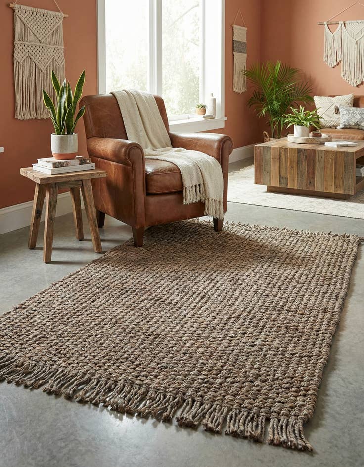 Detail image of 3' 1 x 5' 1 Hand Woven Chunky Jute Rug