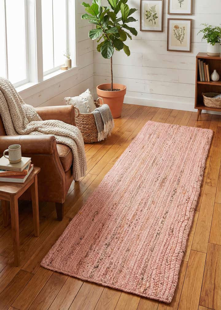2' 6 x 6' 1 Handmade Braided Jute Runner Rug