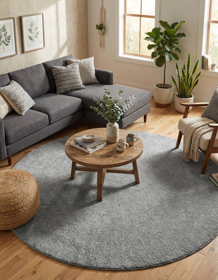 Detail image of 10' x 10' Solid Frieze Round Rug