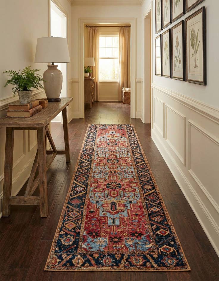 Detail image of 2' 7 x 12'  Washable Traditional Indoor / Outdoor Runner Rug