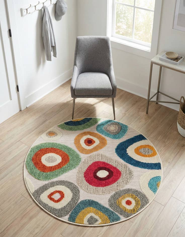 Detail image of 3' x 3' Washable Casablanca Indoor / Outdoor Round Rug