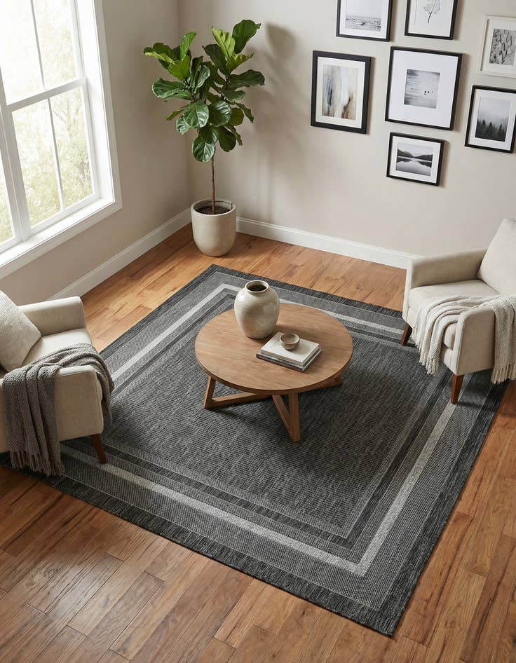 Detail image of 6' x 6' Washable Border Indoor / Outdoor Square Rug