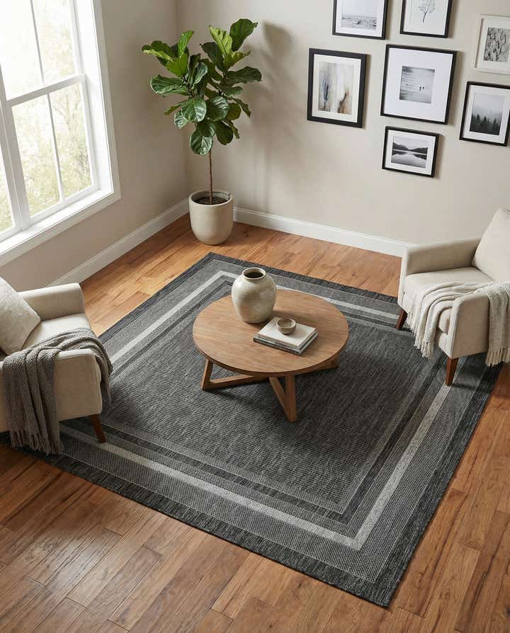 6' x 6' Easy-Clean Border Indoor / Outdoor Square Rug