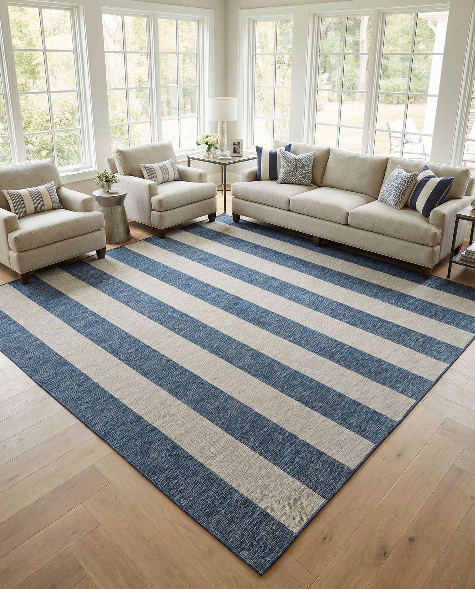 13' x 13' Easy-Clean Ribbon Indoor / Outdoor Square Rug