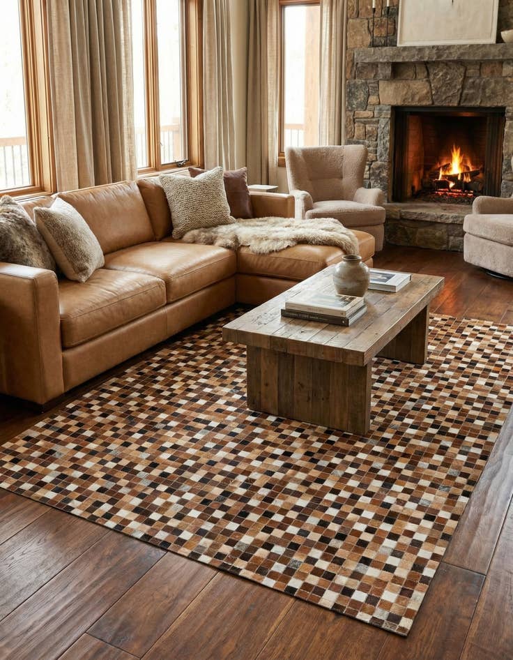 Detail image of 5' 9 x 8' 1 Cowhide Stocks Rug